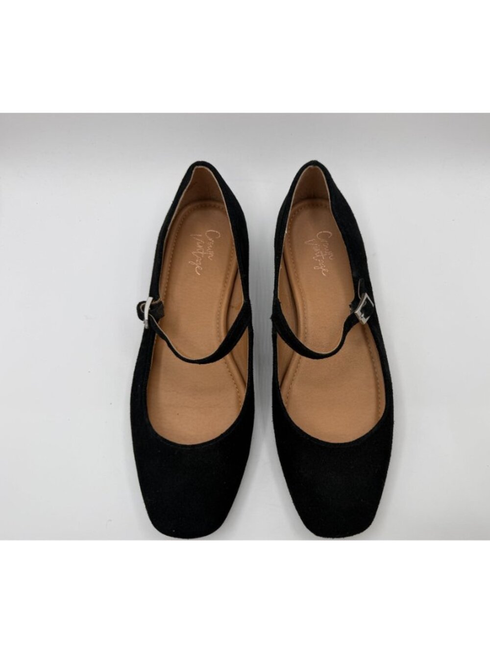 Crown Vintage Sillani Mary Jane Flats Women Size 7.5M Black Leather Preppy - Picture 3 of 13